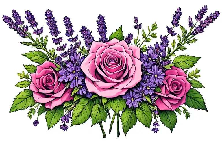 Rose Catmint And Lavender Wreath Intertwined