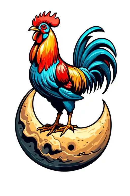Cool Rooster On The Moon