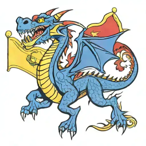 Cartoon Dragon With Belgian Flag Waving