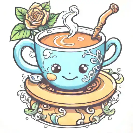 Cute Cup Of Tea Character