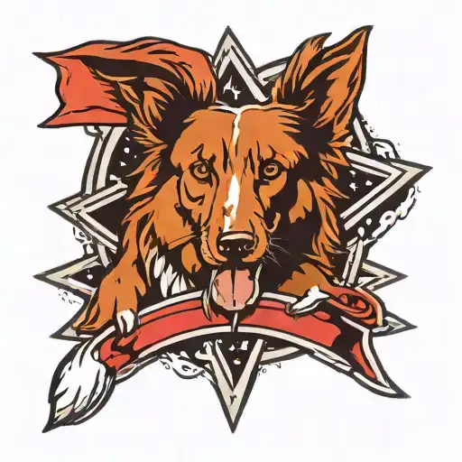 Red Star With Black Border Collie