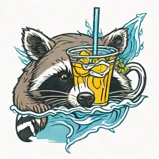 Racoon Swiming In A Long Island Tea