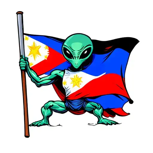 Alien Holding Philippine Flag
