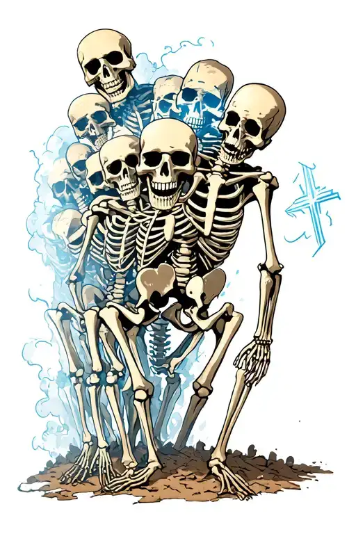 A Battlefield Of Skeletons Transforming Into An Army As God's Breath Brings Them Back To Life