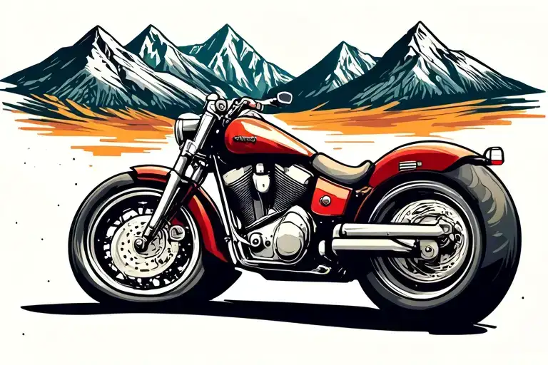Motorcycle And Mountains