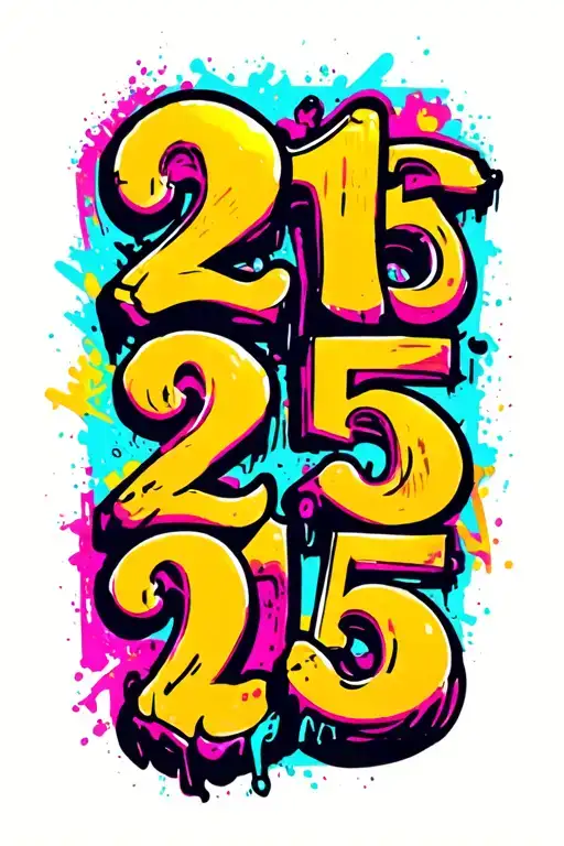 Numbers 215 Graffiti Inspired Design Incorporating Elements