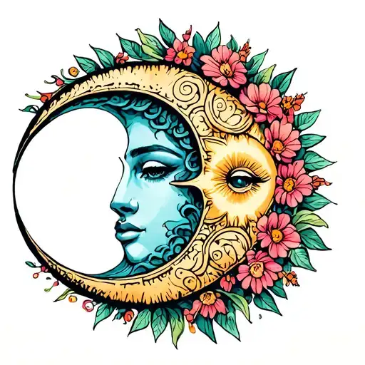 Sun And Moon Floral Design