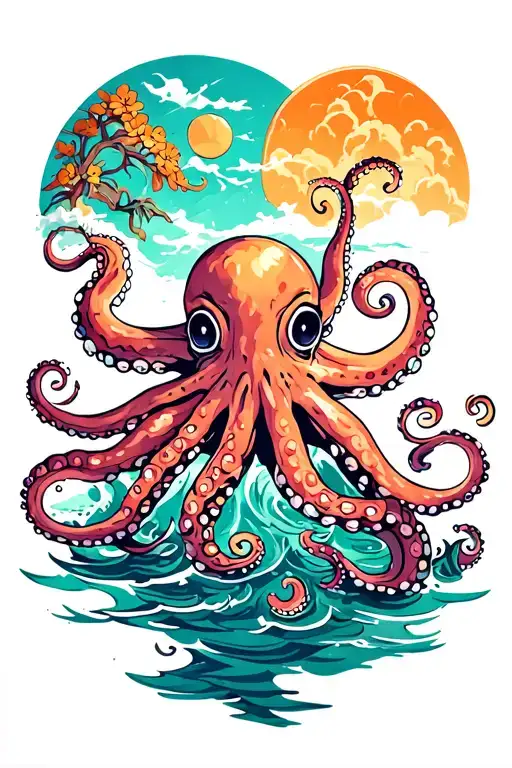 Octopus And Sea Landscape