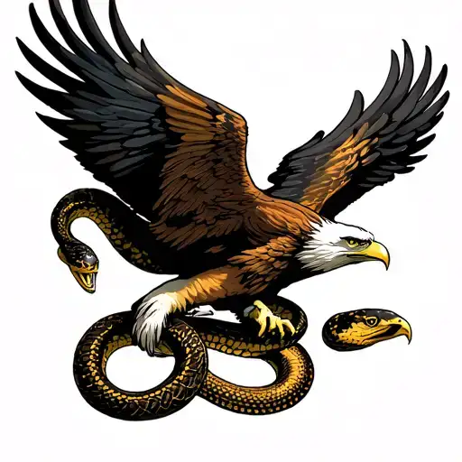 Eagle Fighting A Snake
