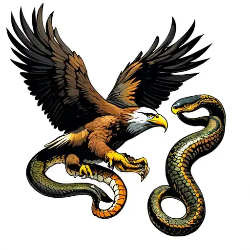Eagle Fighting A Snake