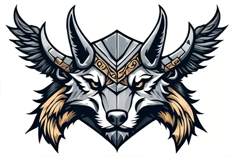 Viking Inspired Elaborate Geometric Design Incorporating Vegvisir And Fenrir