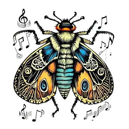 A Moth With Intricate Patterns And Designs Inspired By Music Notes