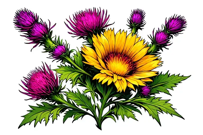 Thistle And Heather Flower