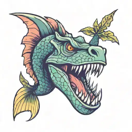 Dinosaur Head With Mermaid Tail