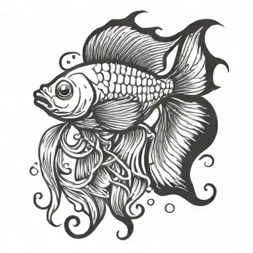 Beta Fish Swimming Gracefully