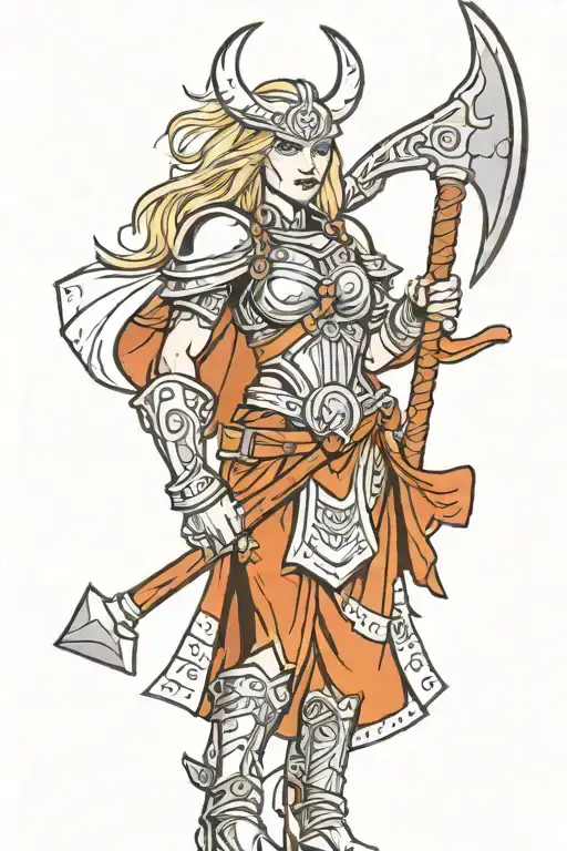 Valkyrie Warrior Nordic Woman Holding Axe