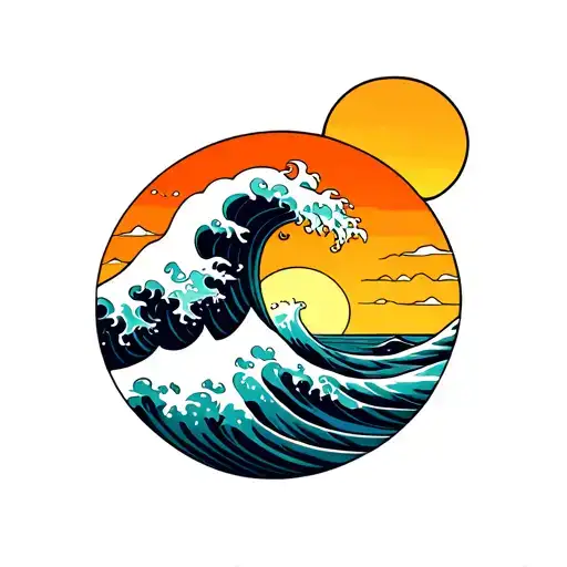 Sunset Waves Going Right Around Ankle