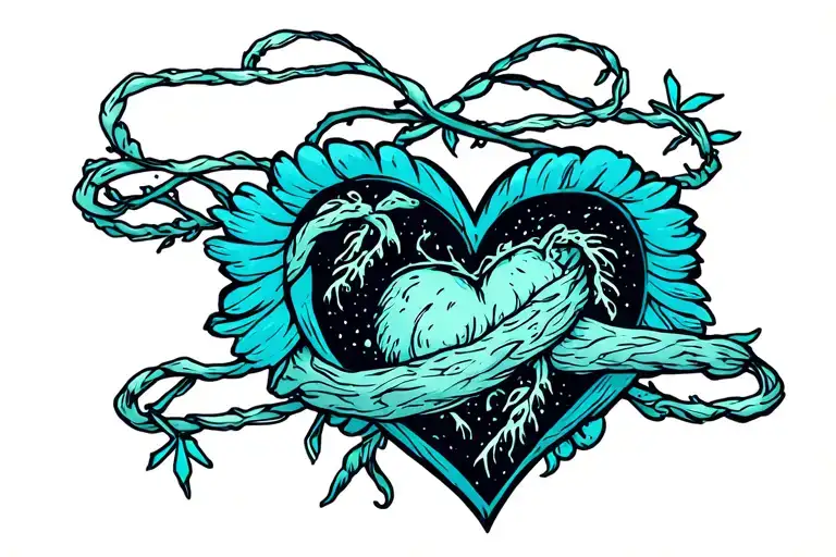 Life Line With Heart Intertwined