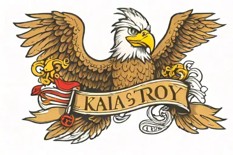Eagle Holding Banner With The Names Kaia And Troy