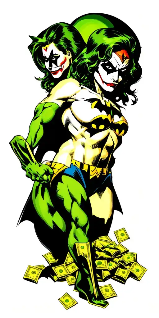 Batman And Joker Bags Of Money With Wonder Woman