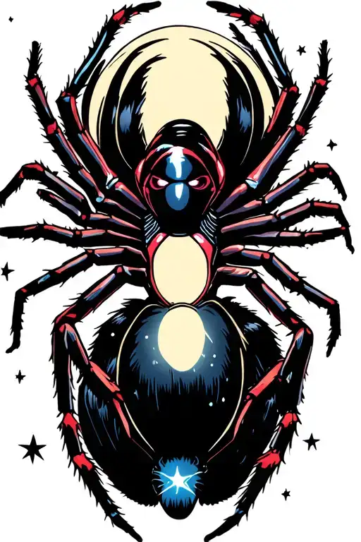Black Widow Spider That Is Like Kinda Girly In The Moonlight With Stars
