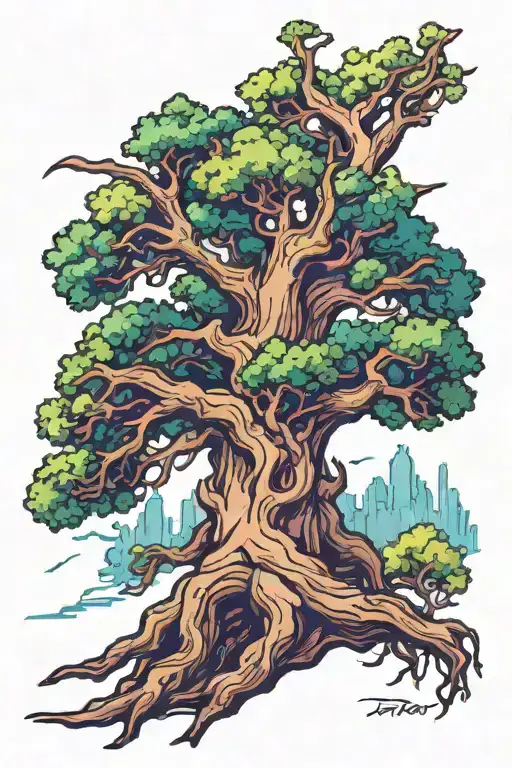 Massive Old Oak Tree Colored