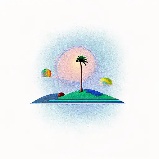 Small Island With A Single Palm Tree In Outer Space