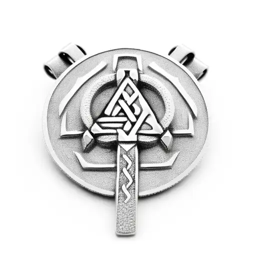 Viking Hammer With Valknut On A Necklace