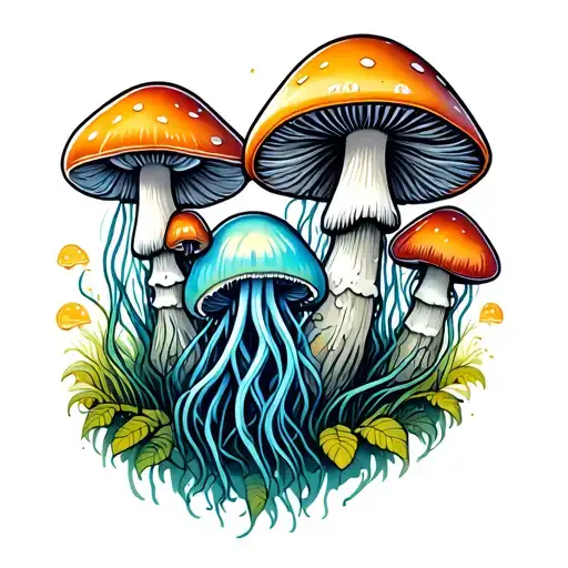 Mushrooms With Jellyfish For Caps