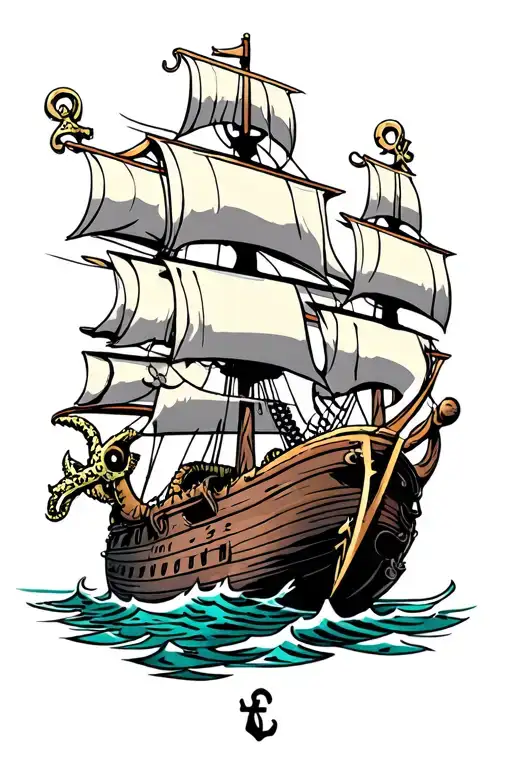 Kraken Pirate Ship And Anchor