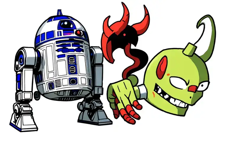 R2d2 With Robot Devil And Bender From Futurama