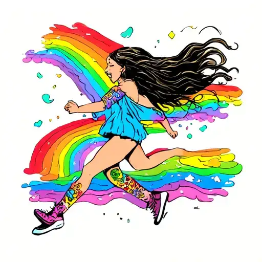 Girl Chasing A Rainbow