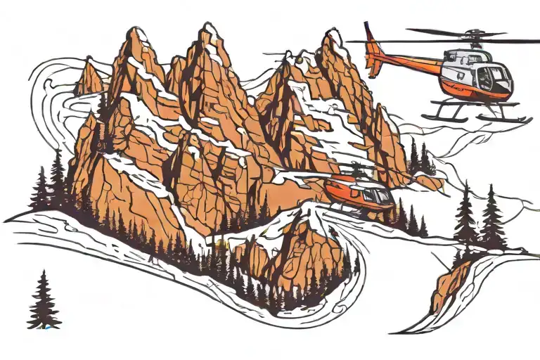 Backcountry Skiing Mountains Panorama Helicopter Hovering