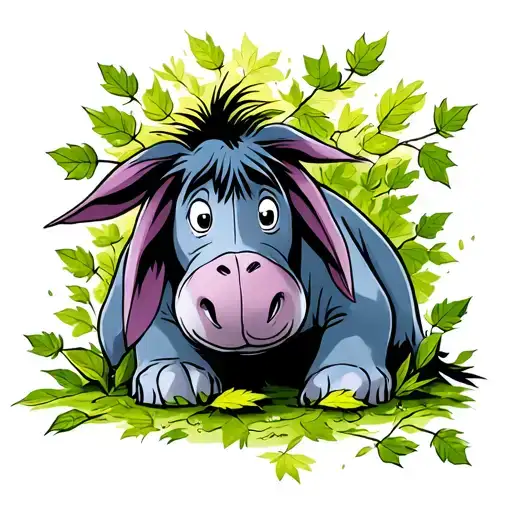 Eeyore Caught In Wind Of Leaves