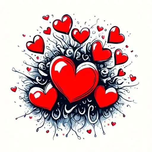 Multiple Red Floating Hearts