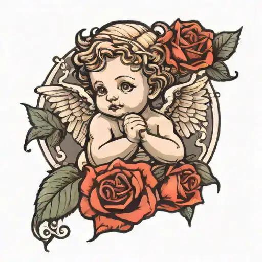 Cherub With Rose