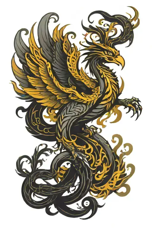 Combining A Phoenix And Dragon Into A Yin-yang Design