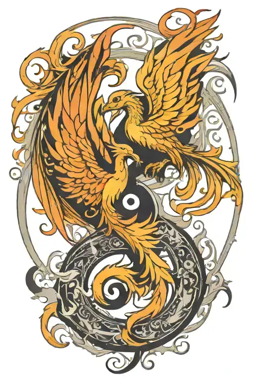 Combining A Phoenix And Dragon Into A Yin-yang Design