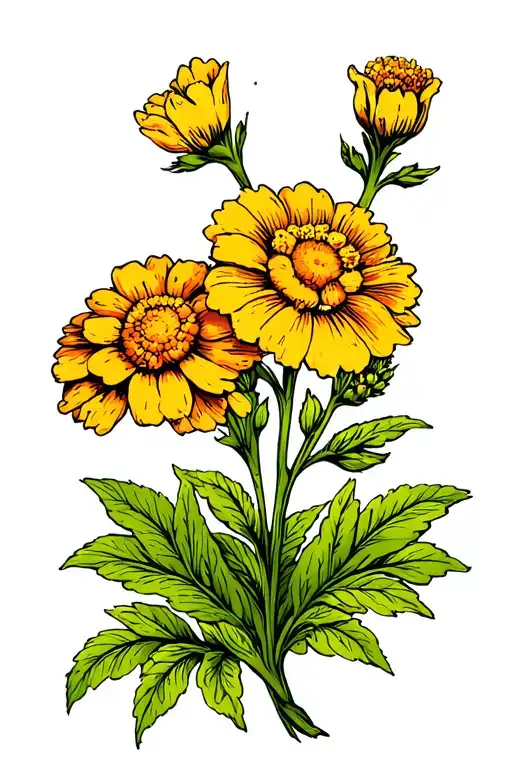 Marigold Flower And Primrose Flower