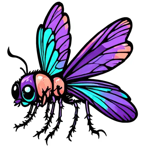 Purple Teal And Peach Butter Fly