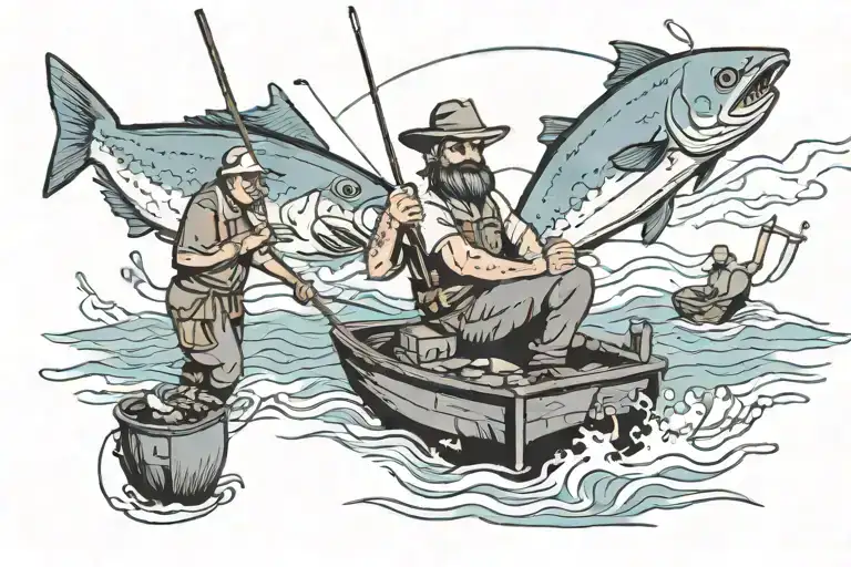 Christian Fishing Scene Featuring