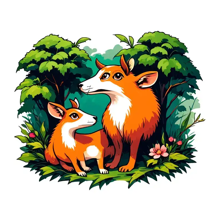 Animals In Nature Scene