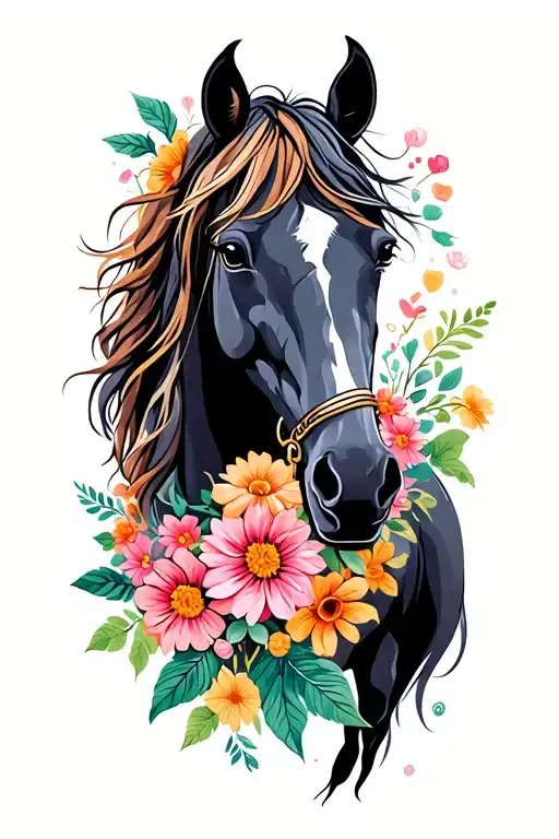 Horse With Flowers