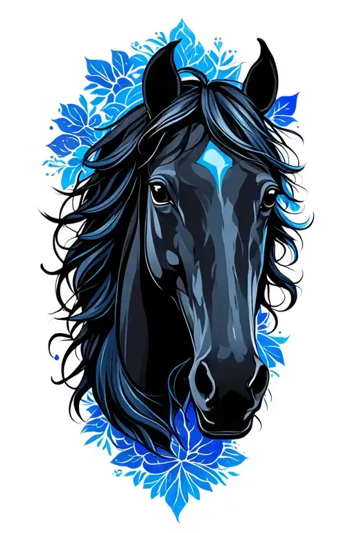 Black And Blue Horse