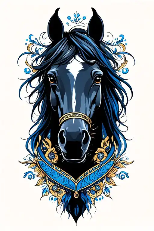 Black And Blue Horse