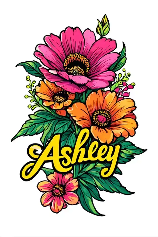 Ashley Name Tattoo Flowers