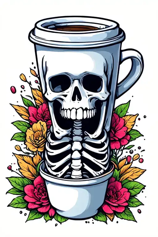 Coffee Cup With Hiding Skeleton