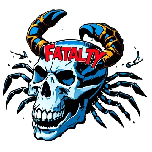 Mortal Kombat Subzero Ripping Out Scorpions Skull With The Words Fatality Across Their Heads