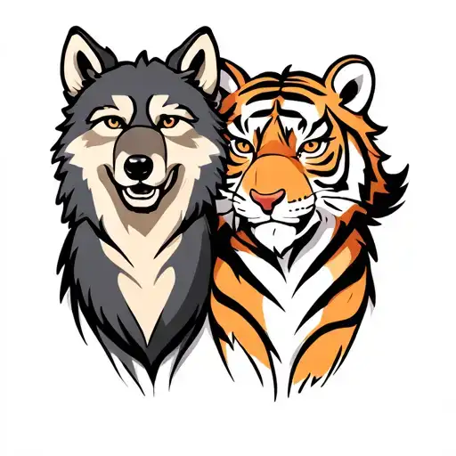 Cute Wolf And Tiger Together Gay Man