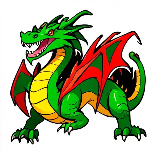 Green Yellow And Red Dragon